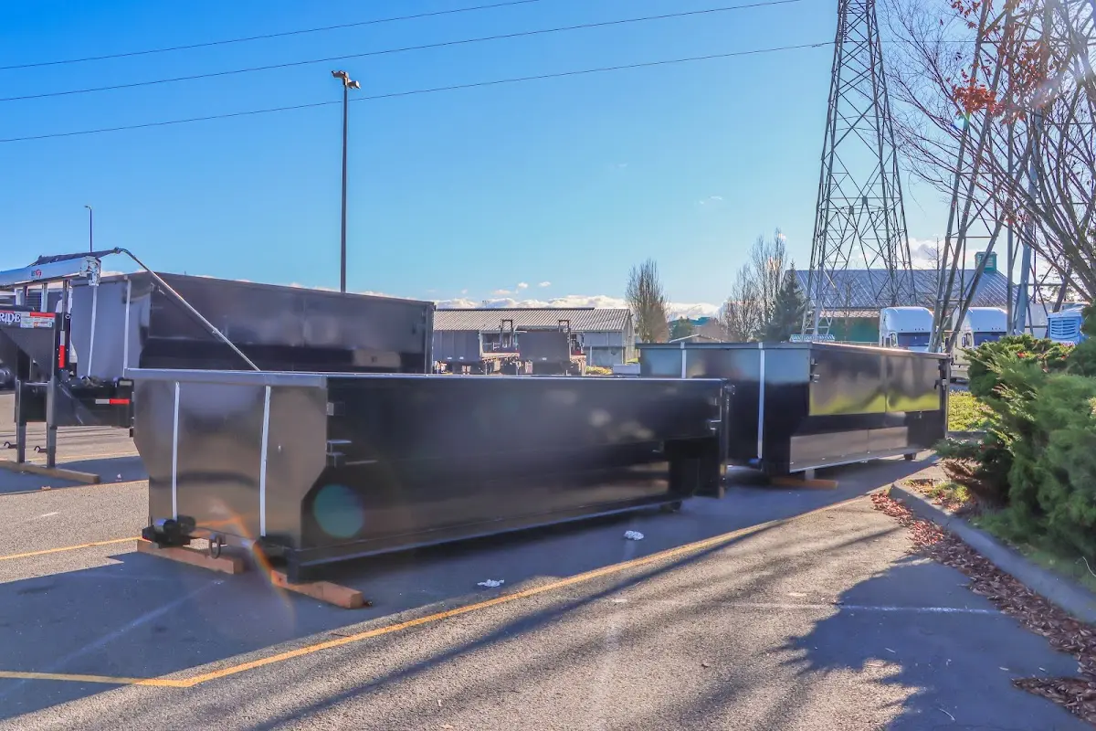 Roll-off dumpster ready for waste disposal at job site for Construction Dumpster Rental in Mead